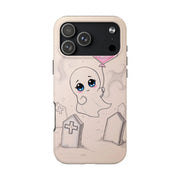 Sad Ghost with Heart Balloon Kawaii Tough Phone Case LavenderCeleste