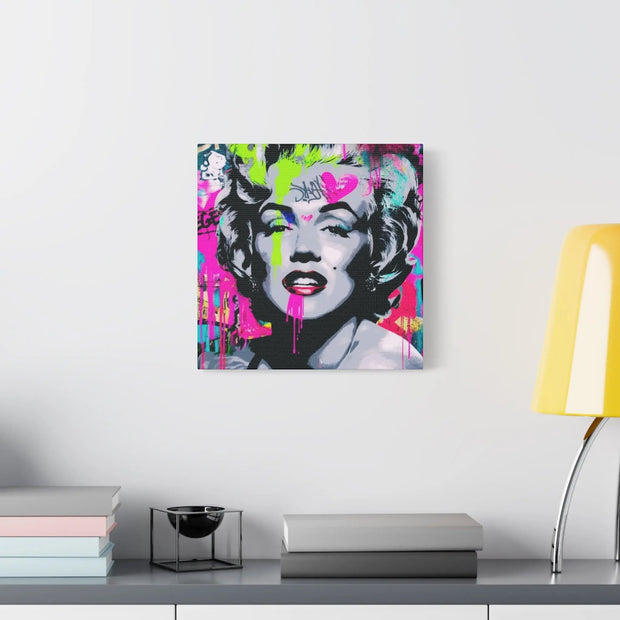 Marilyn Monroe Graffiti Matte Canvas – Neon Pop Art Street Style Wall Decor - LavenderCeleste
