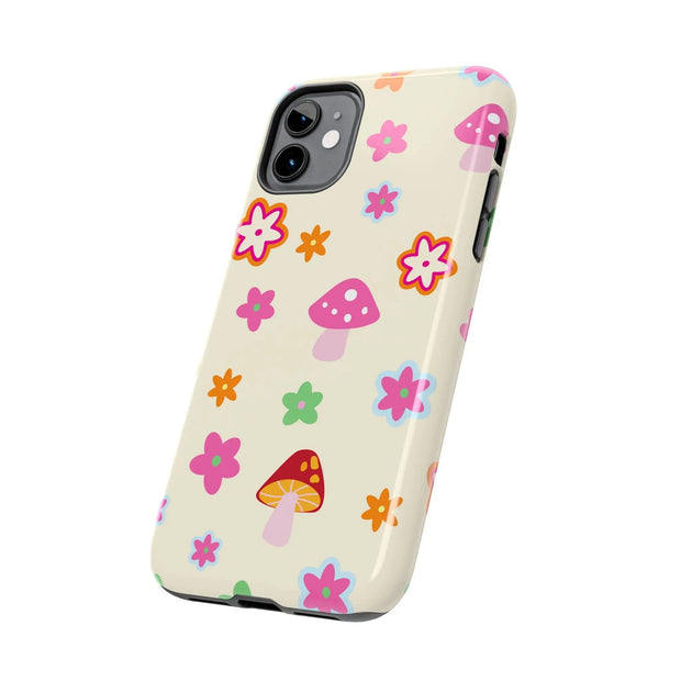 Retro Mushroom Flower Power Tough Phone Case LavenderCeleste
