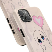 Sad Ghost with Heart Balloon Kawaii Tough Phone Case LavenderCeleste