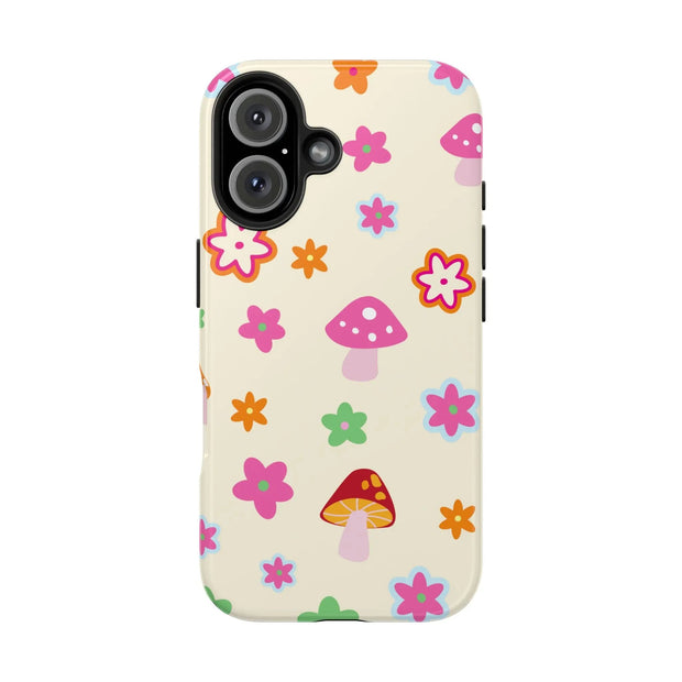 Retro Mushroom Flower Power Tough Phone Case LavenderCeleste