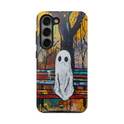 Sad Ghost on Park Bench Abstract Art Phone Case LavenderCeleste