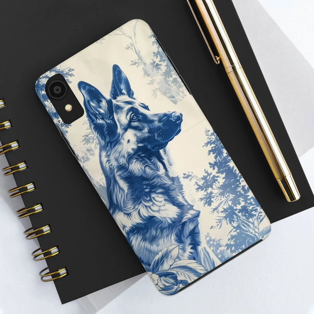 Blue Toile German Shepherd Scenic Tough Phone Case LavenderCeleste