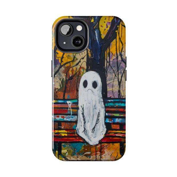 Sad Ghost on Park Bench Abstract Art Phone Case LavenderCeleste