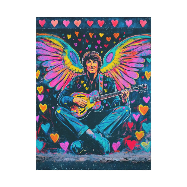 Psychedelic Guitar Angel Matte Canvas Art LavenderCeleste