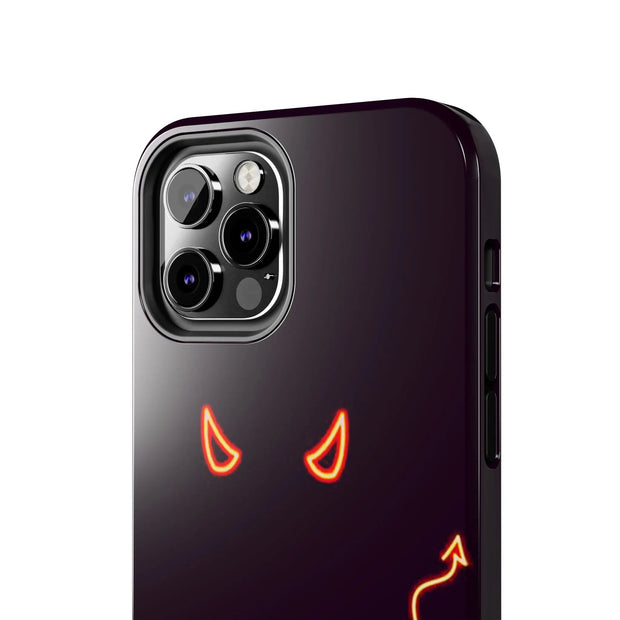 Neon Devil Eyes Tough Phone Case – Minimal Dark Glow Aesthetic Printify