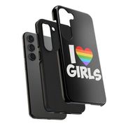 I Love Girls Pride Tough Phone Case – LGBTQ+ Rainbow Heart Design