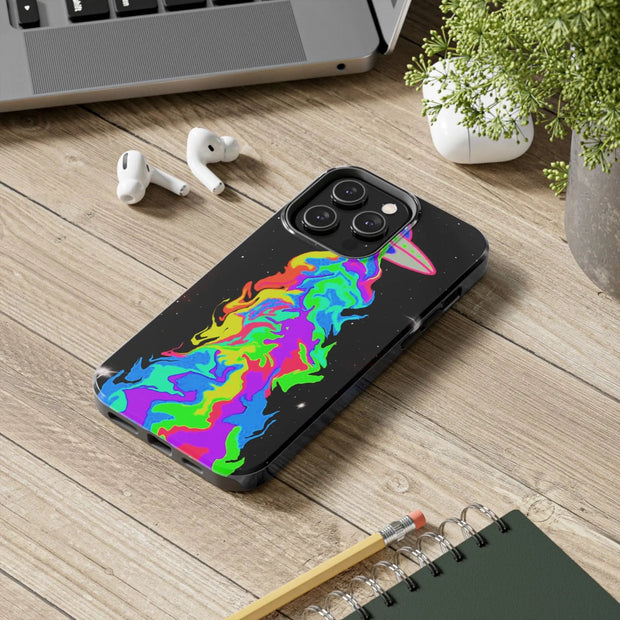 Psychedelic Neon UFO Abduction Tough Phone Case LavenderCeleste