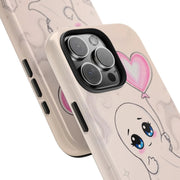 Sad Ghost with Heart Balloon Kawaii Tough Phone Case LavenderCeleste