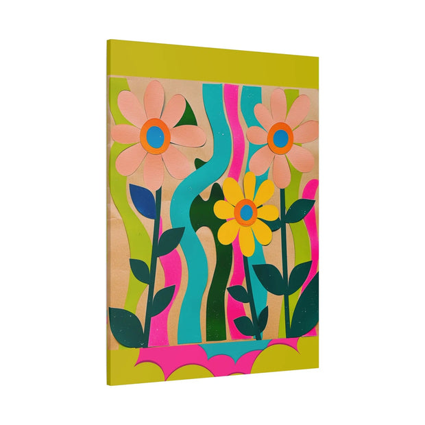 Groovy Paper Cut Flower Matte Canvas Art LavenderCeleste