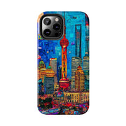 Shanghai Skyline Collage Pop Art Tough Phone Case LavenderCeleste