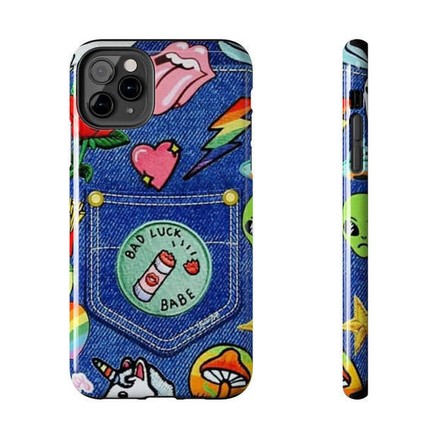 Retro Kidcore Denim Patch Tough Phone Case LavenderCeleste