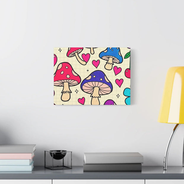 Kawaii Mushroom Cherry Flower Matte Canvas Print LavenderCeleste