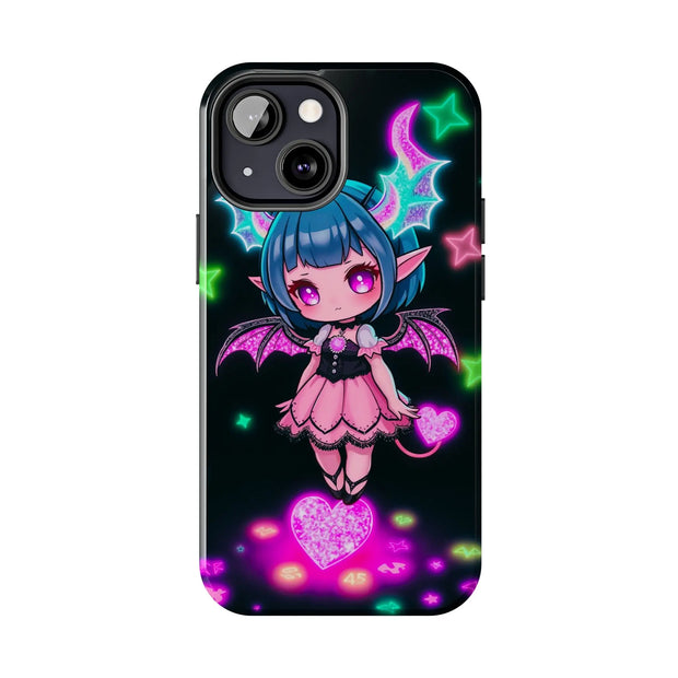 Kawaii Gothic Succubus Neon Heart Tough Phone Case