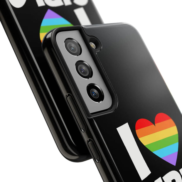 I Love Girls Pride Tough Phone Case – LGBTQ+ Rainbow Heart Design