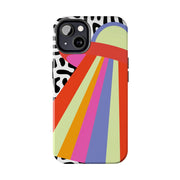 Retro Mod UFO Rainbow Beam Tough Phone Case LavenderCeleste