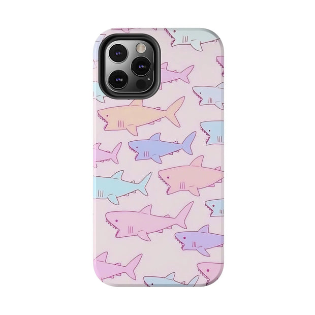 Pastel Shark Pattern Tough Phone Case Printify