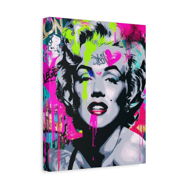 Marilyn Monroe Graffiti Matte Canvas – Neon Pop Art Street Style Wall Decor - LavenderCeleste