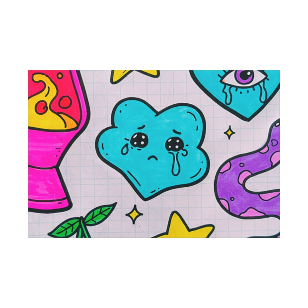 Kawaii Lava Lamp Sad Cloud Snake Matte Canvas Print LavenderCeleste