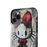Goth Bow Cat Graffiti Pop Art Tough Phone Case LavenderCeleste