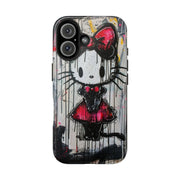 Goth Bow Cat Graffiti Pop Art Tough Phone Case LavenderCeleste