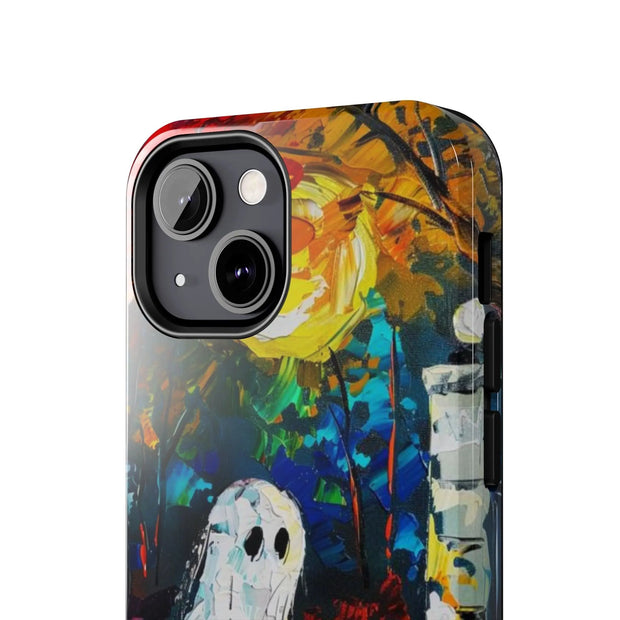 Lonely Ghost Tough Phone Case – Abstract Fall Park Bench Painting
