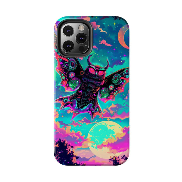 Mothman Tough Phone Case – Psychedelic Neon Cryptid Aesthetic - LavenderCeleste