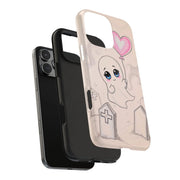 Sad Ghost with Heart Balloon Kawaii Tough Phone Case LavenderCeleste