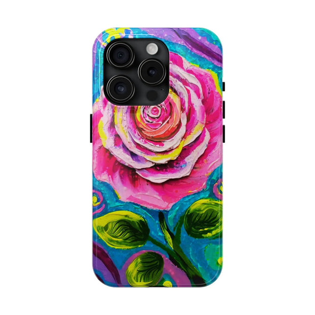 Vibrant Pink Rose Abstract Tough Phone Case LavenderCeleste