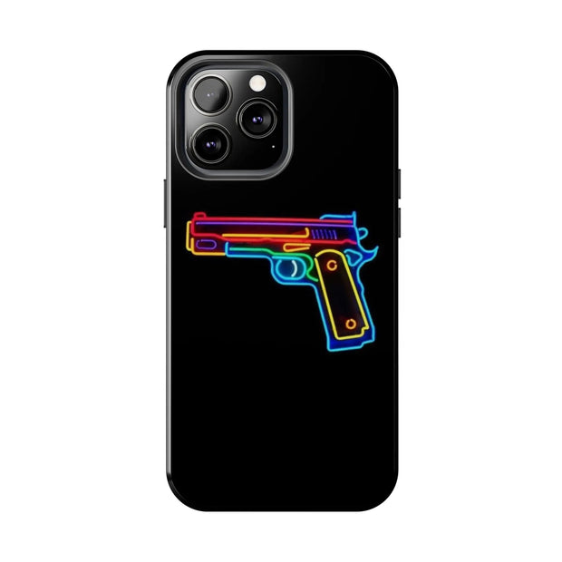 Neon Rainbow Gun Tough Phone Case – Bold Retro Vaporwave Aesthetic Printify