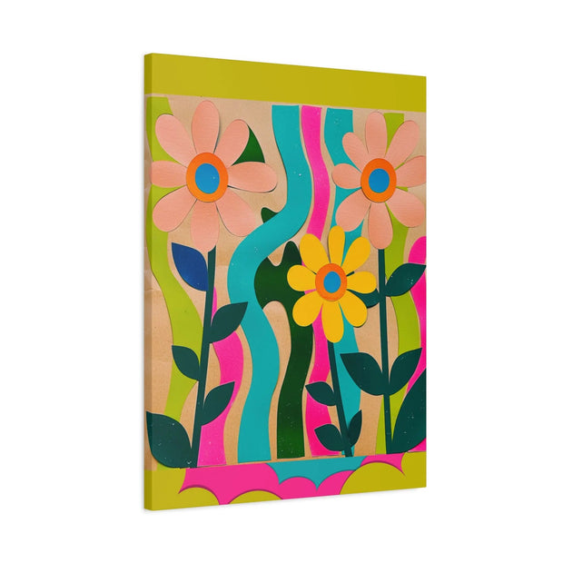 Groovy Paper Cut Flower Matte Canvas Art LavenderCeleste