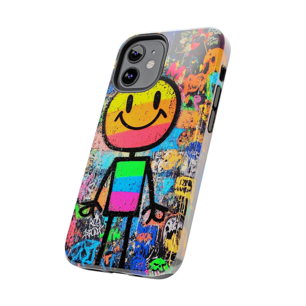Rainbow Graffiti Smiley Tough Phone Case LavenderCeleste