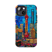 Shanghai Skyline Collage Pop Art Tough Phone Case LavenderCeleste