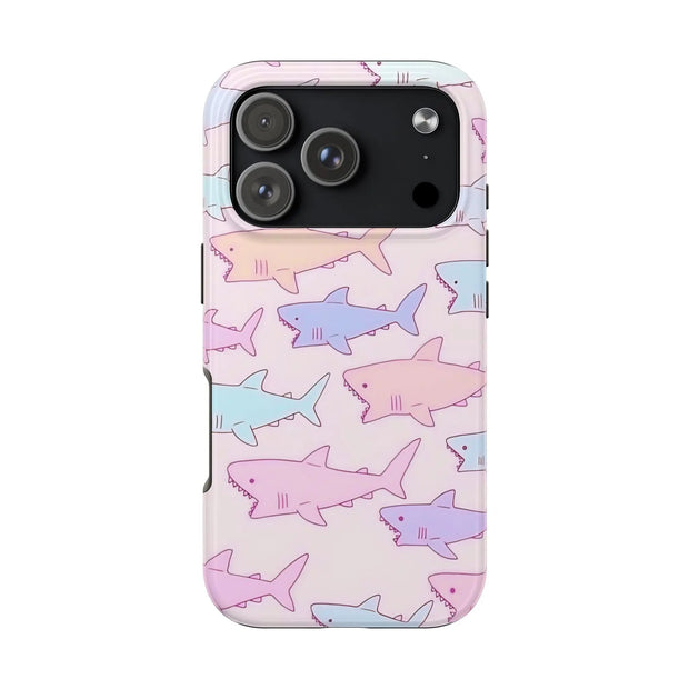 Pastel Shark Pattern Tough Phone Case Printify