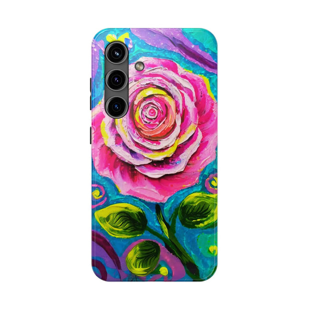 Vibrant Pink Rose Abstract Tough Phone Case LavenderCeleste