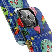 Retro Kidcore Denim Patch Tough Phone Case LavenderCeleste