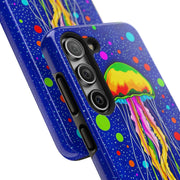 Vibrant Neon Jellyfish Cosmic Sea Tough Phone Case