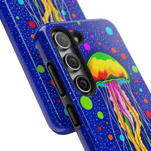 Vibrant Neon Jellyfish Cosmic Sea Tough Phone Case