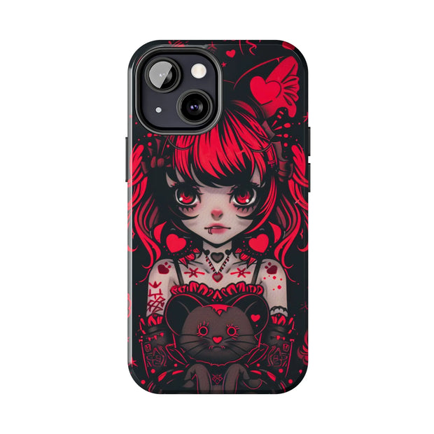 Kawaii Gothpunk Red Heart Tough Phone Case