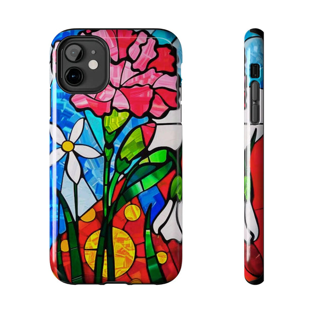 January Carnation Stained Glass Birth Flower Tough Phone Case