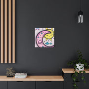 Kawaii Sun and Moon Doodle Matte Canvas Art Print LavenderCeleste