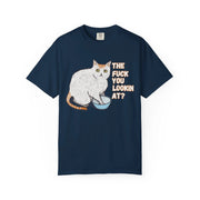The Fuck You Lookin At Cat Comfort Colors Tee LavenderCeleste