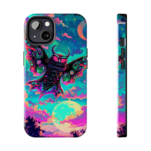 Mothman Tough Phone Case – Psychedelic Neon Cryptid Aesthetic - LavenderCeleste