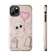 Sad Ghost with Heart Balloon Kawaii Tough Phone Case LavenderCeleste