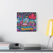 Toronto Pop Art Skyline Matte Canvas Wall Art LavenderCeleste
