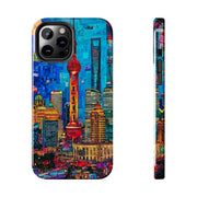 Shanghai Skyline Collage Pop Art Tough Phone Case LavenderCeleste