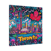 Toronto Pop Art Skyline Matte Canvas Wall Art LavenderCeleste