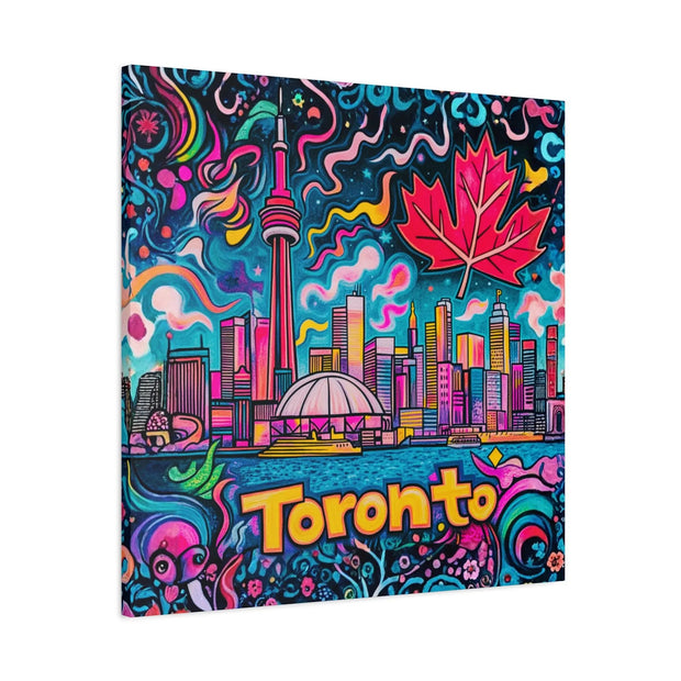 Toronto Pop Art Skyline Matte Canvas Wall Art LavenderCeleste