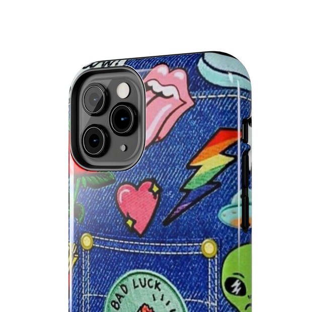 Retro Kidcore Denim Patch Tough Phone Case LavenderCeleste