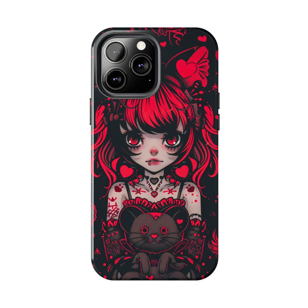 Kawaii Gothpunk Red Heart Tough Phone Case